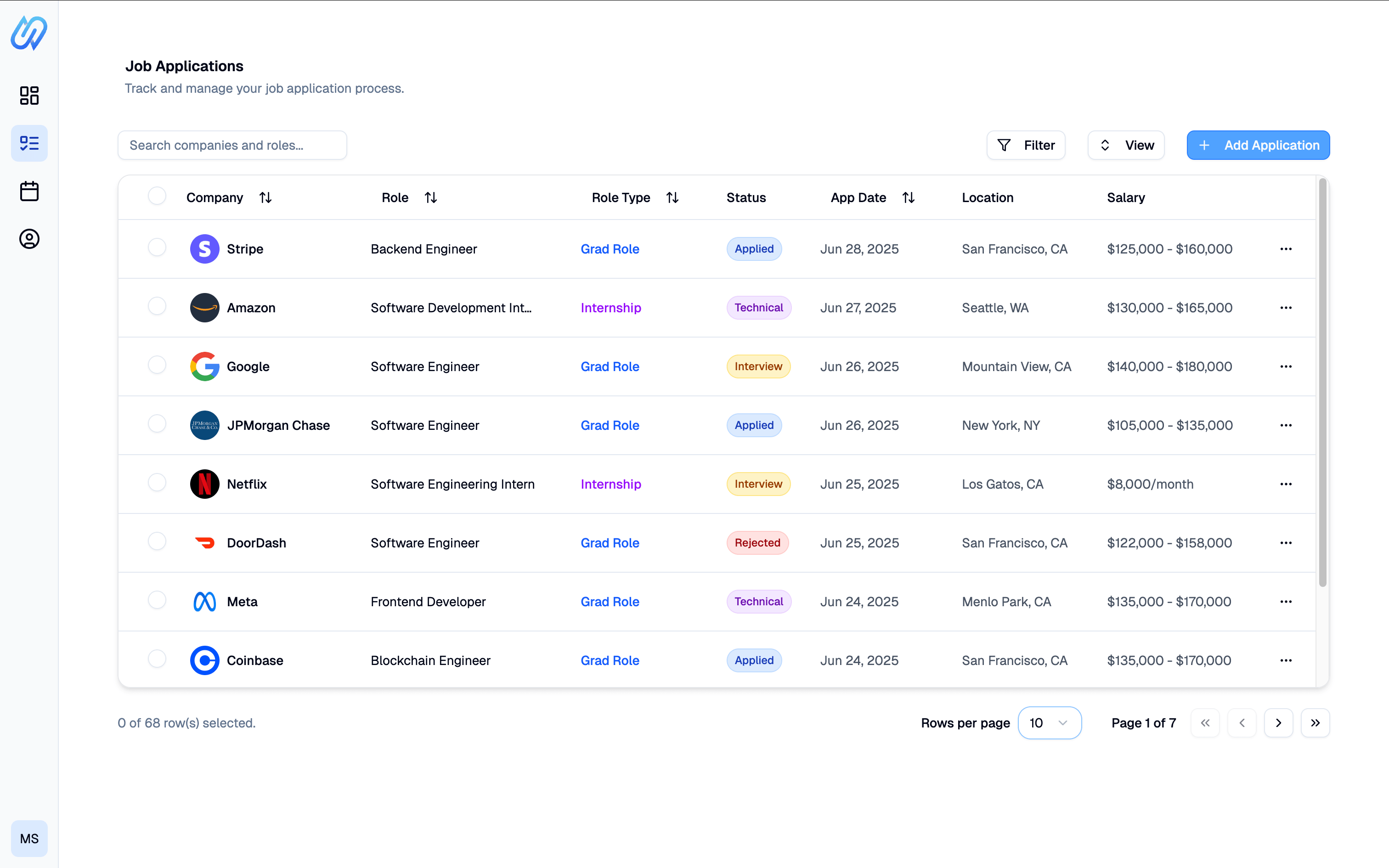 Nexus - Internship Application Tracker